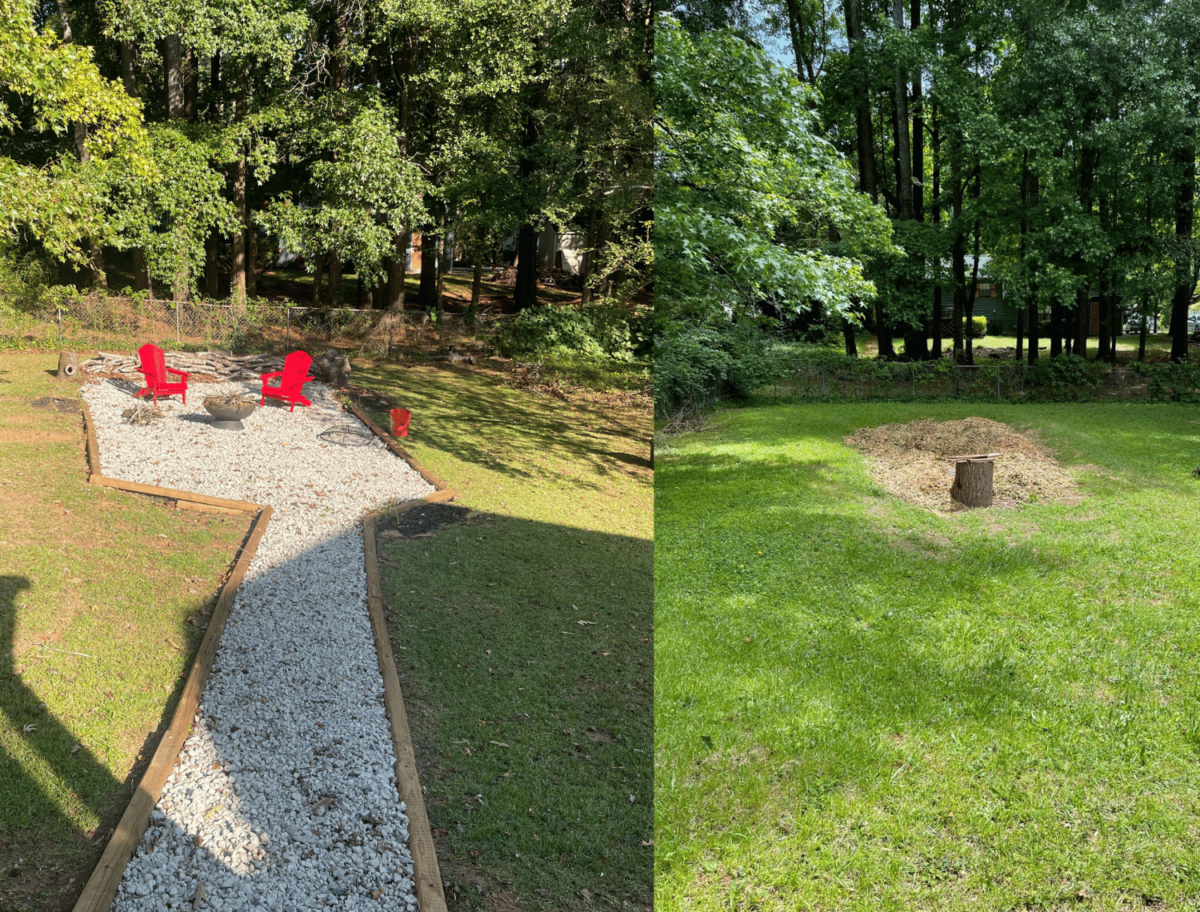 Back yard fire pit and chairs DIY