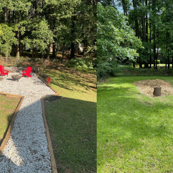 Back yard fire pit and chairs DIY